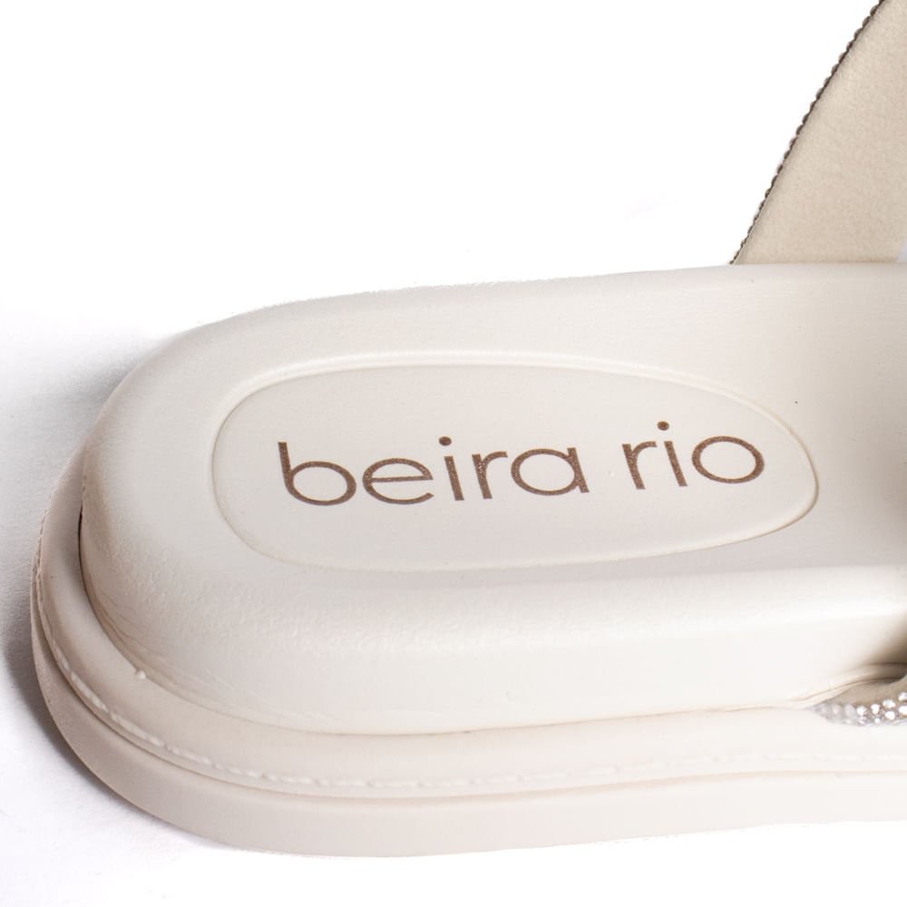 Chinelo Slide Feminino Beira Rio Strass Flatform Branco Branco 5