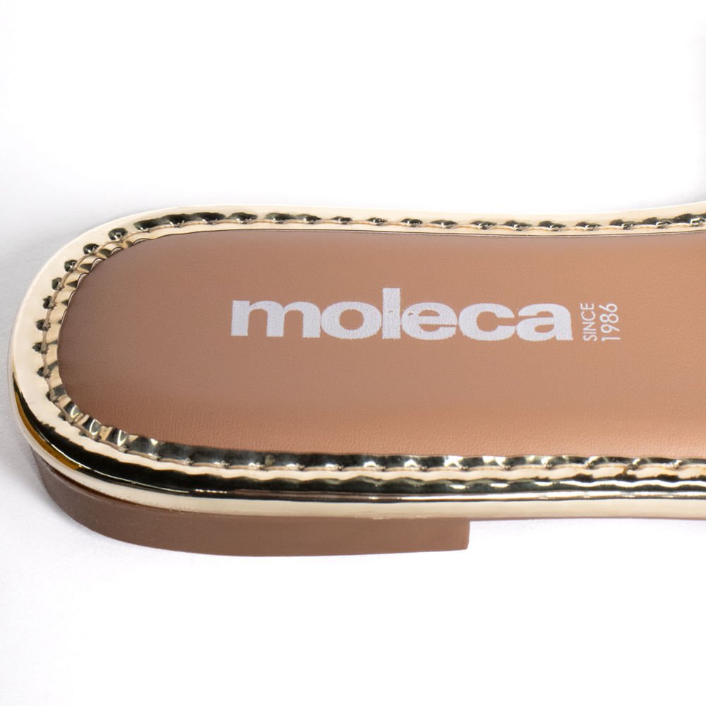 Rasteira Feminina Slide Moleca Napa Off White/Dourado Off White 5