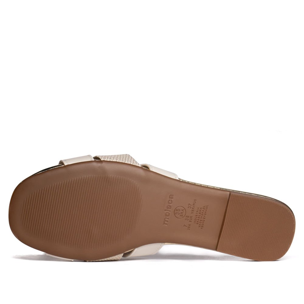 Rasteira Feminina Slide Moleca Napa Off White/Dourado Off White 3