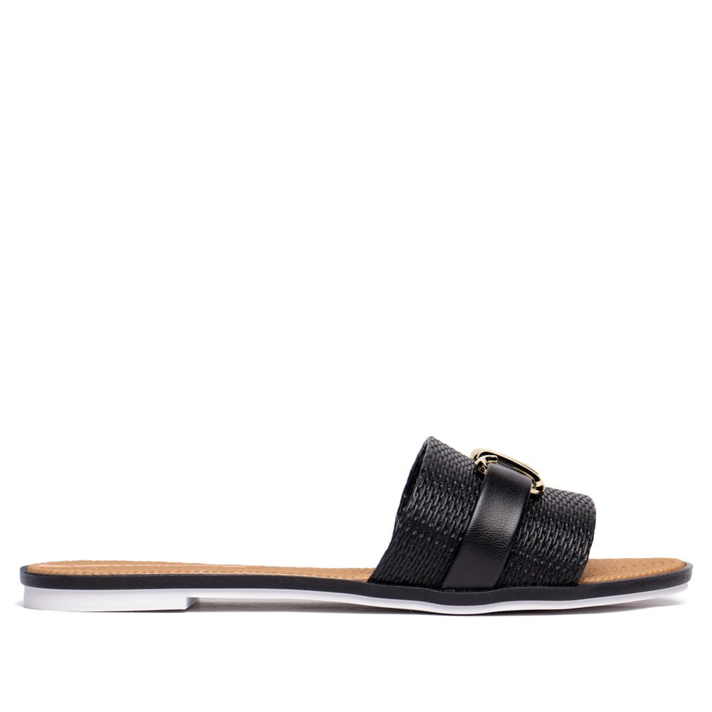 Rasteira Feminina Moleca Napa Pesponto Preto/Bege Preto/Bege 2