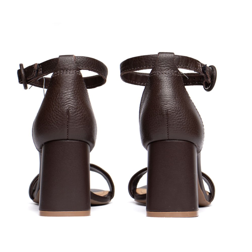 Sandália Feminina Bottero Salto Grosso Couro Marrom Escuro Marrom 3