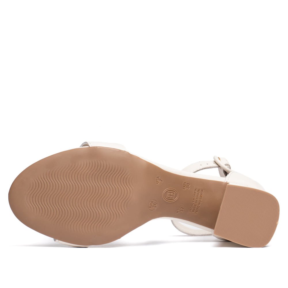 Sandália Feminina Bottero Salto Grosso em Couro Off White Off White 2