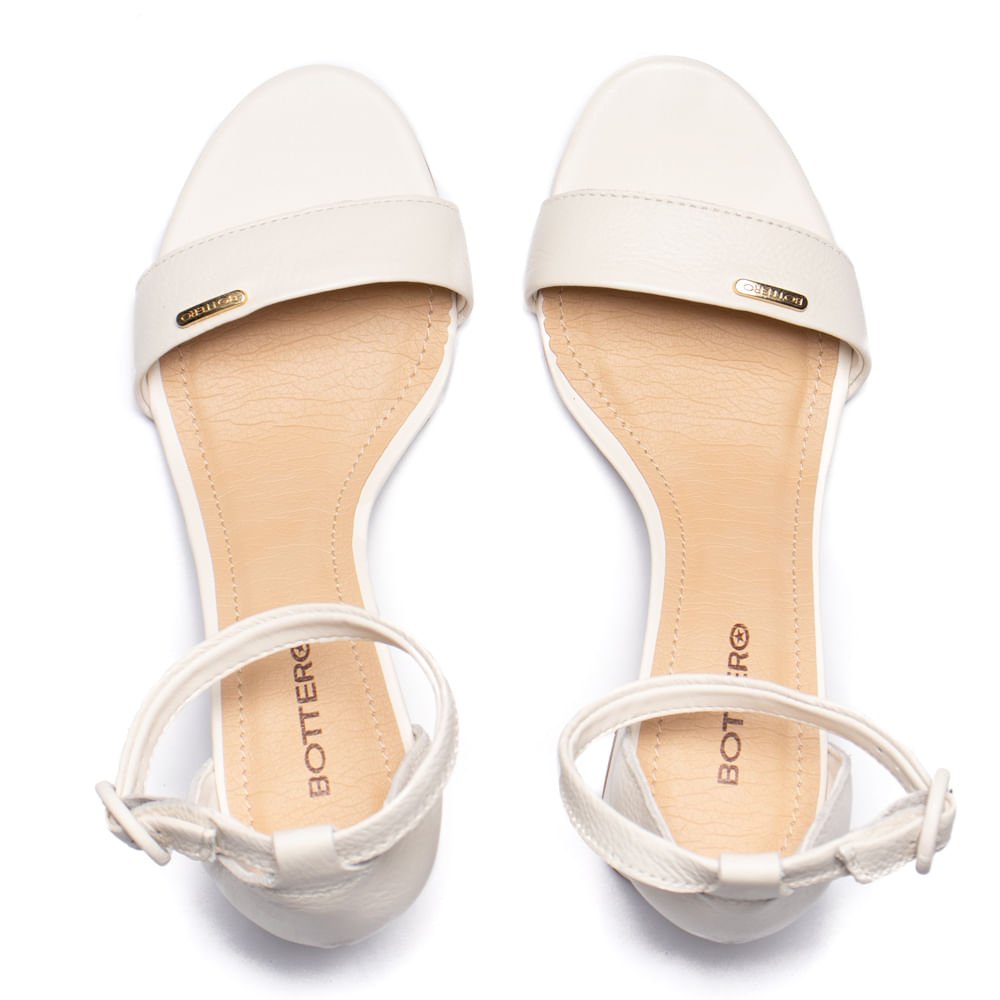 Sandália Feminina Bottero Salto Grosso em Couro Off White Off White 4
