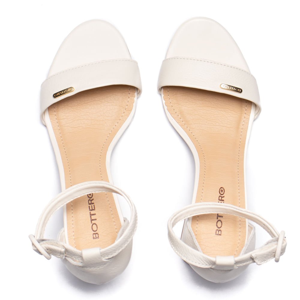 Sandália Feminina Bottero Salto Grosso em Couro Off White Off White 4