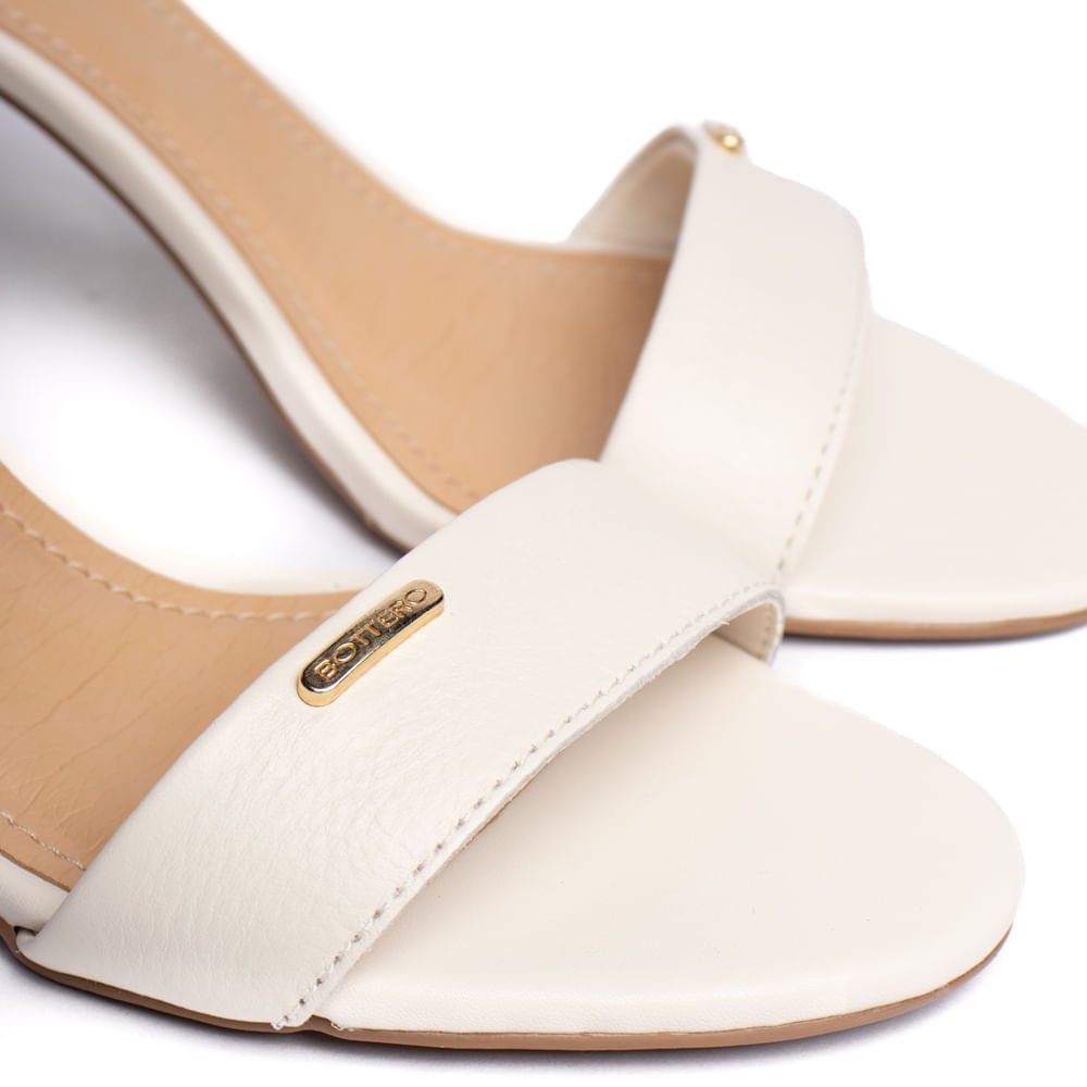 Sandália Feminina Bottero Salto Grosso em Couro Off White Off White 5