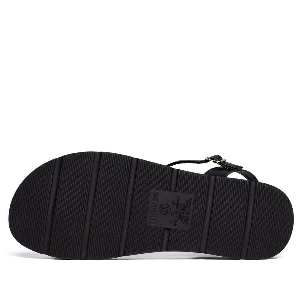 Sandália Feminina Moleca Flatform  Detalhe  Strass Preto Preto 2