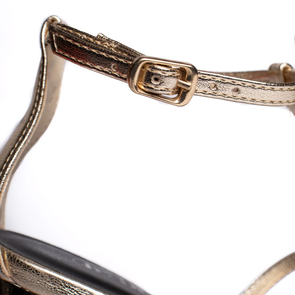 Sandália Feminina Bebecê Salto Alto Metalizada Dourado Dourado 5