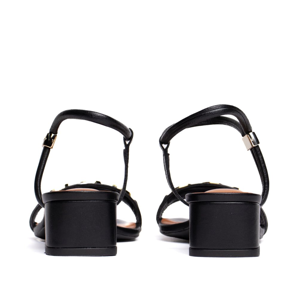 Sandália Feminina Bottero Salto Bloco Detalhe Metal Preto Preto 3