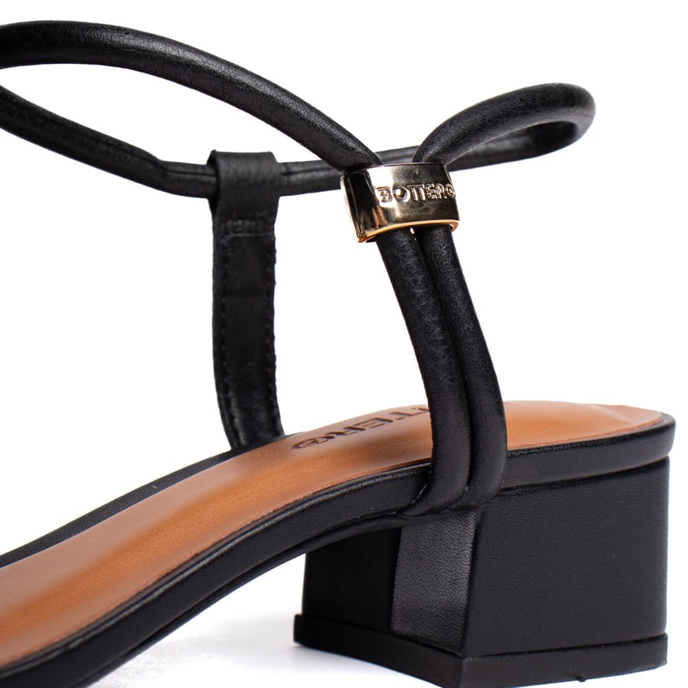 Sandália Feminina Bottero Salto Bloco Detalhe Metal Preto Preto 5