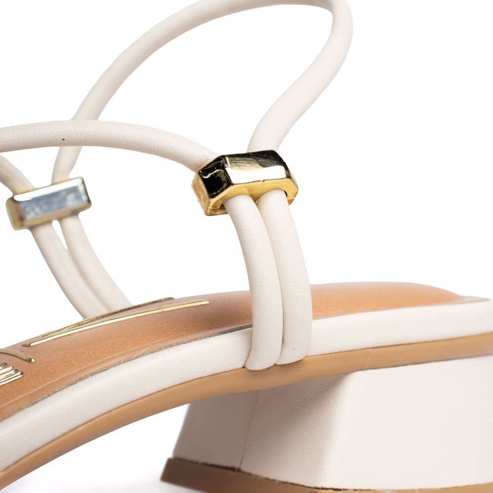 Sandália Feminina Vizzano Salto Bloco Tiras Entrelaçadas Off White Off White 5