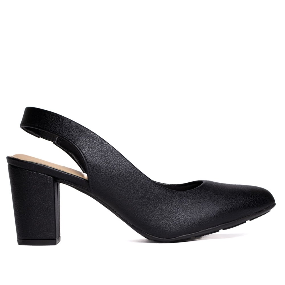 Sapato Feminino Modare Slingback Salto Bloco Preto
