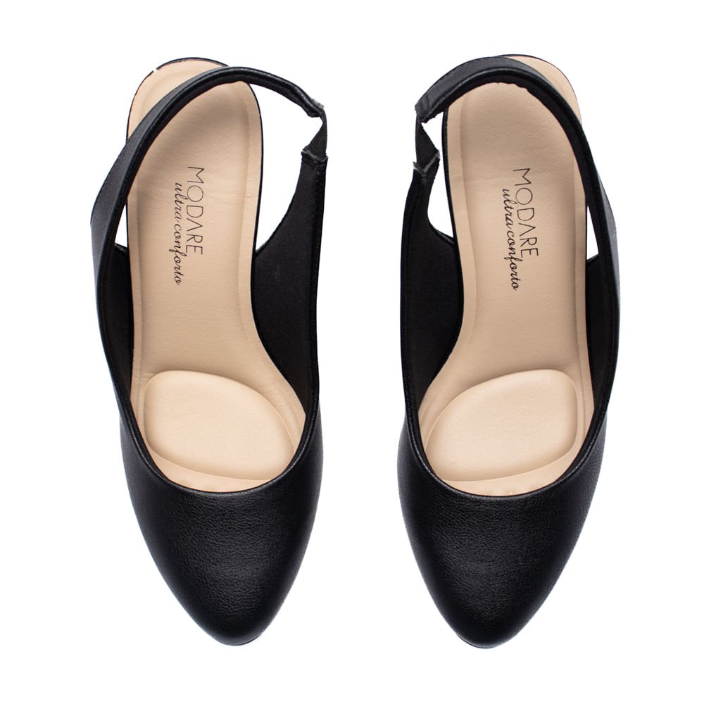 Sapato Feminino Modare Slingback Salto Bloco Preto Preto 4