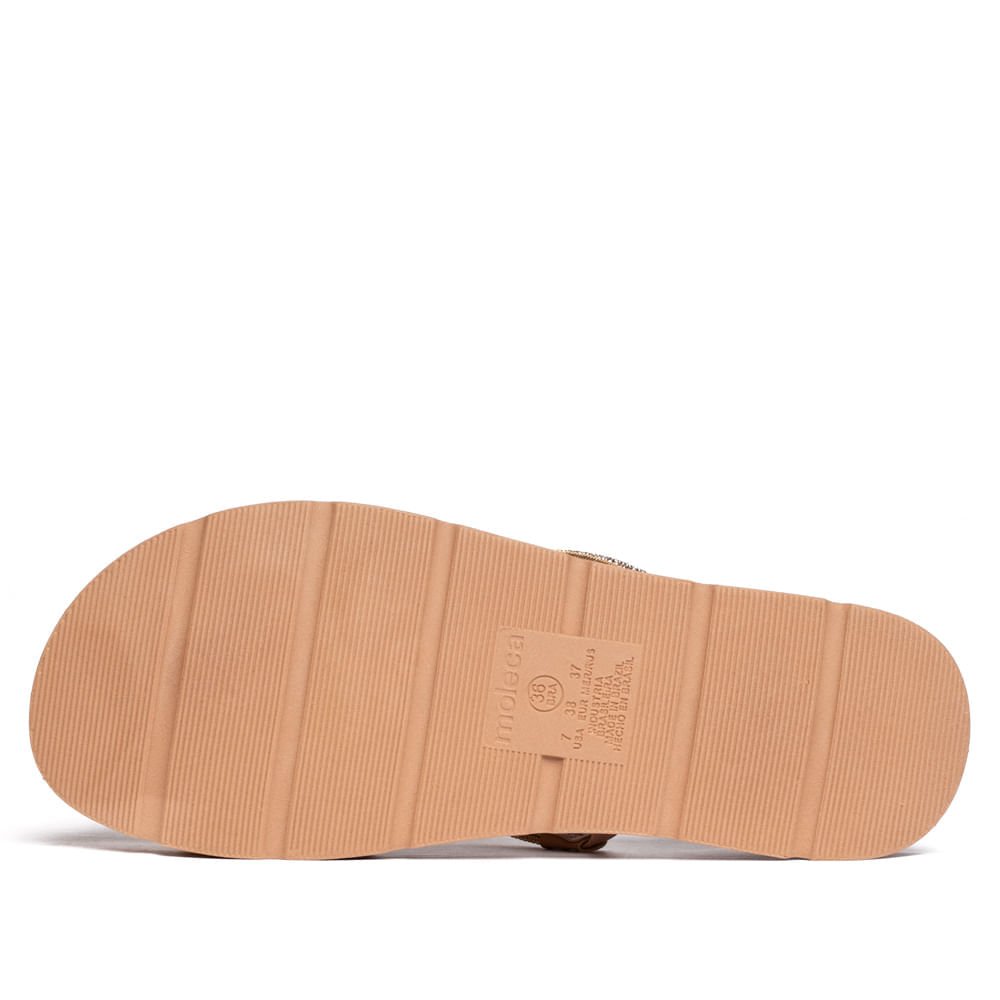 Chinelo Feminino Moleca Flatform com Tiras de Strass Nude Nude 3