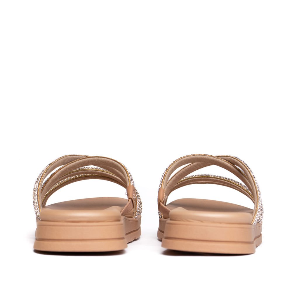 Chinelo Feminino Moleca Flatform com Tiras de Strass Nude Nude 4