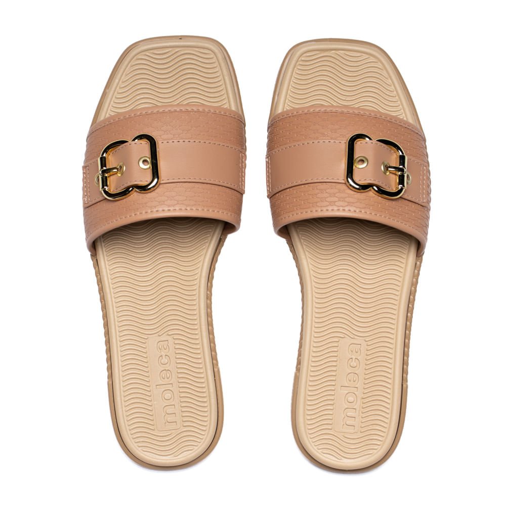 Rasteira Feminina Moleca Tira única com Fivela Nude