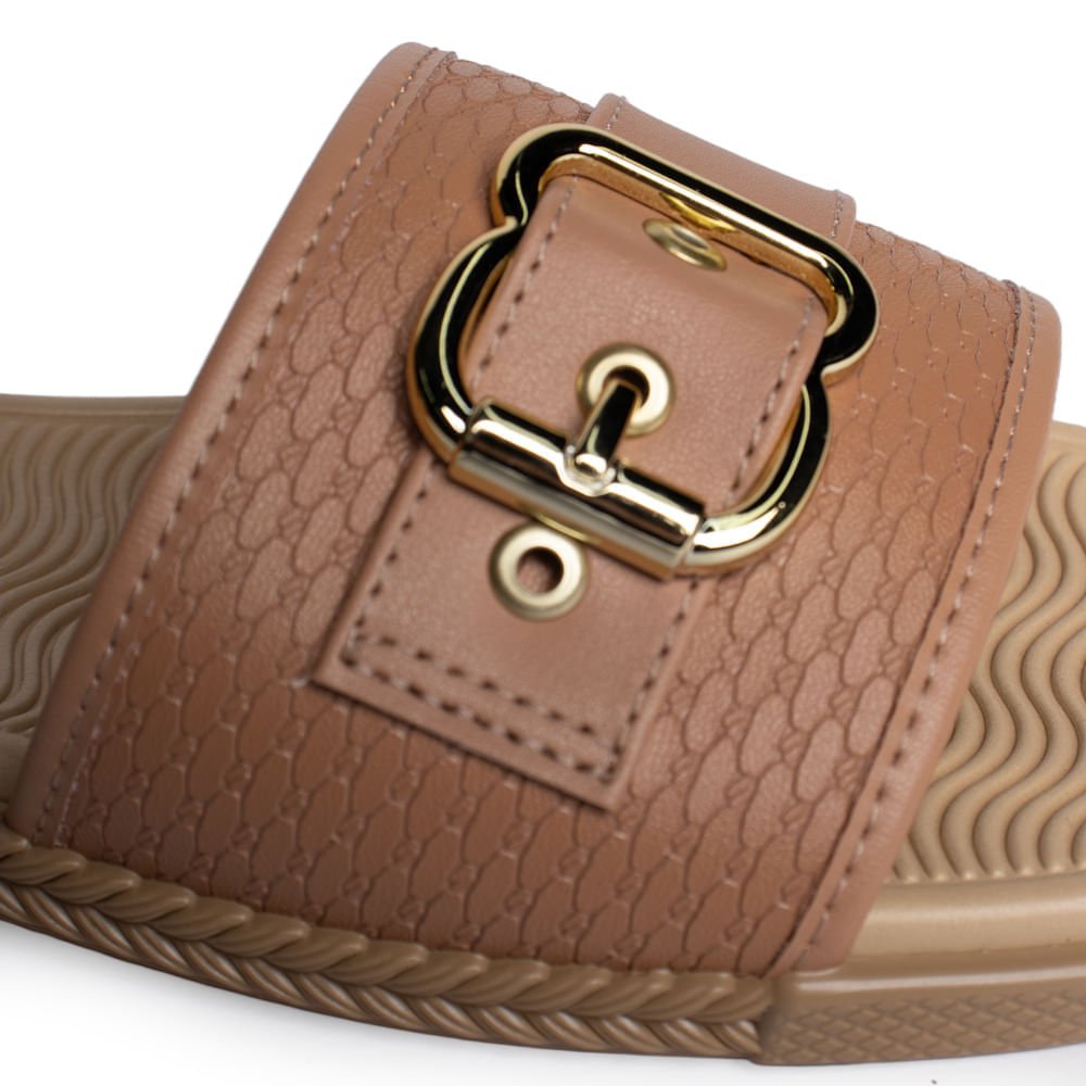 Rasteira Feminina Moleca Tira única com Fivela Nude Nude 4