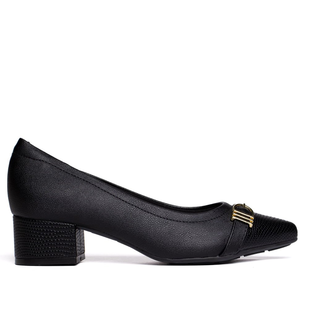 Sapato Feminino Modare Detalhe com Textura e Fivela Preto