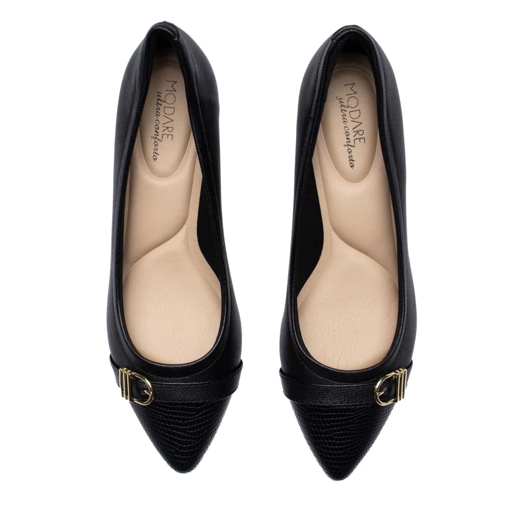 Sapato Feminino Modare Detalhe com Textura e Fivela Preto Preto 3