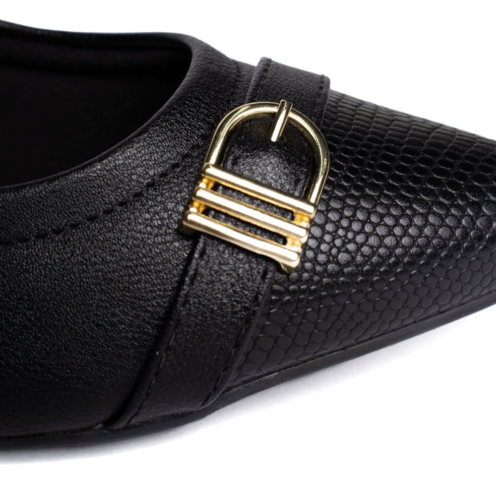 Sapato Feminino Modare Detalhe com Textura e Fivela Preto Preto 4