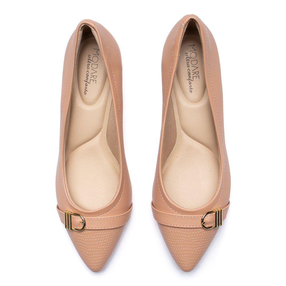 Sapato Feminino Modare Detalhe com Textura e Fivela Nude Nude 3