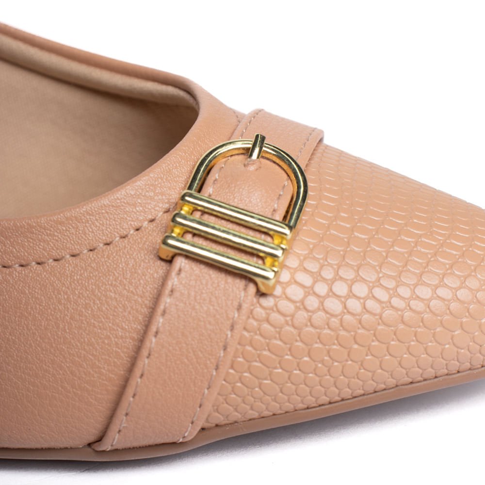 Sapato Feminino Modare Detalhe com Textura e Fivela Nude Nude 4