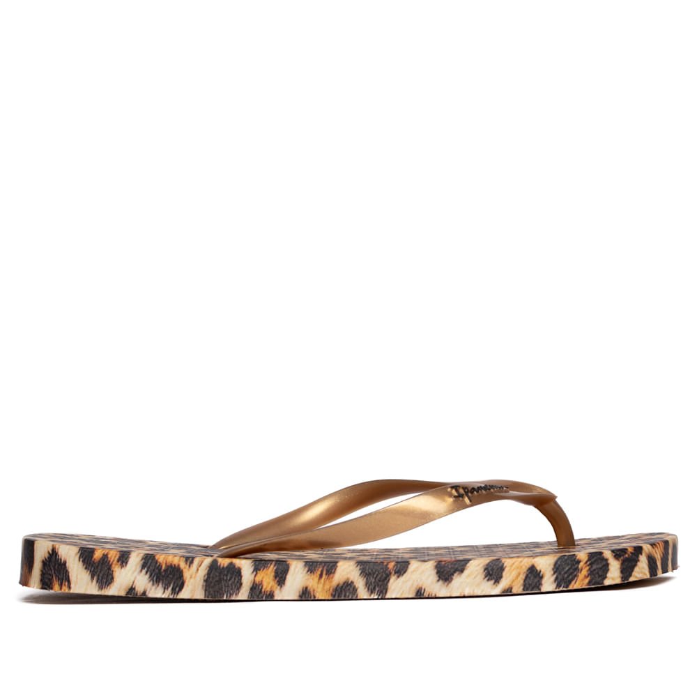 Chinelo Feminino Ipanema Trendy Tiras Oncinha Dourado/Preto Animal Print 2