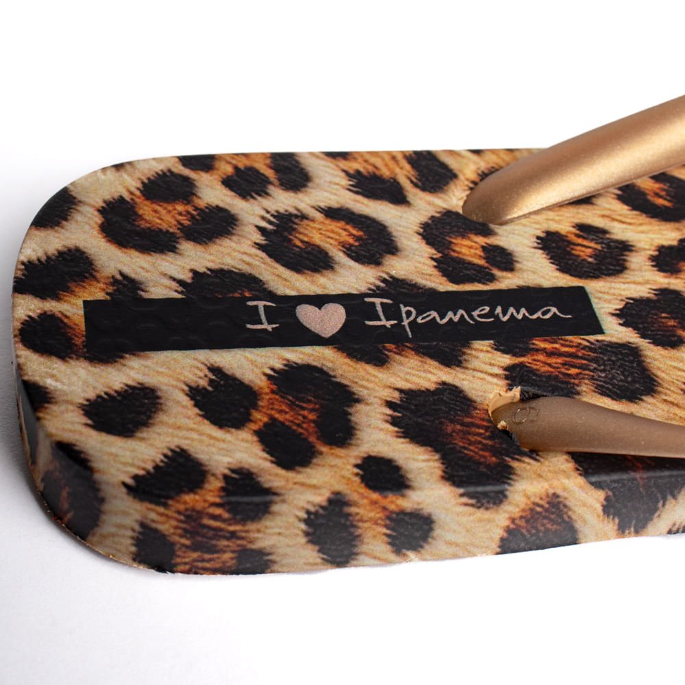 Chinelo Feminino Ipanema Trendy Tiras Oncinha Dourado/Preto Animal Print 5