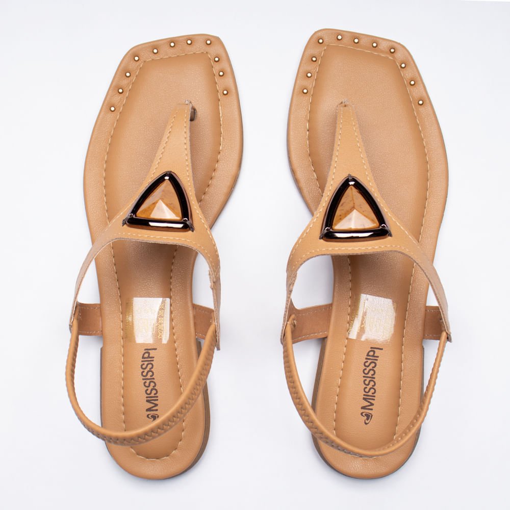 Sandália Rasteira Feminina Mississipi Napa Bege Bege 4