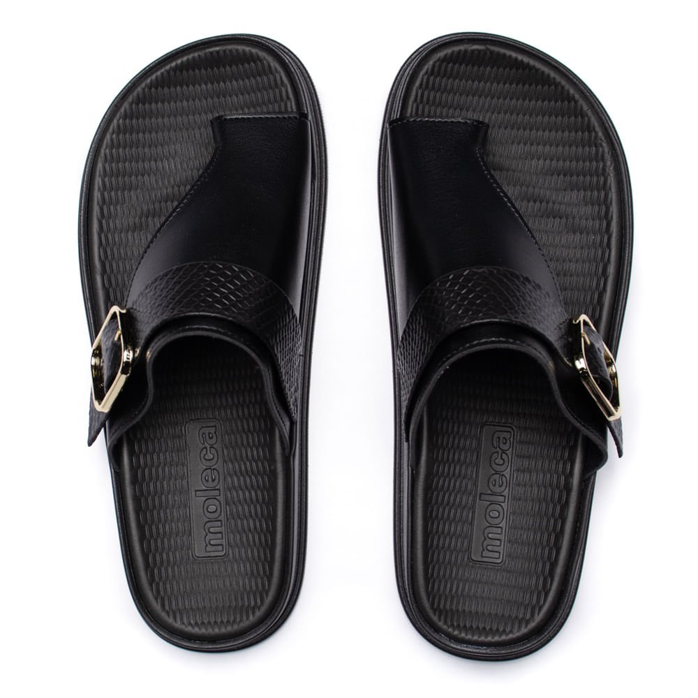 Chinelo Feminino Moleca Slide Flatform Croco Preto