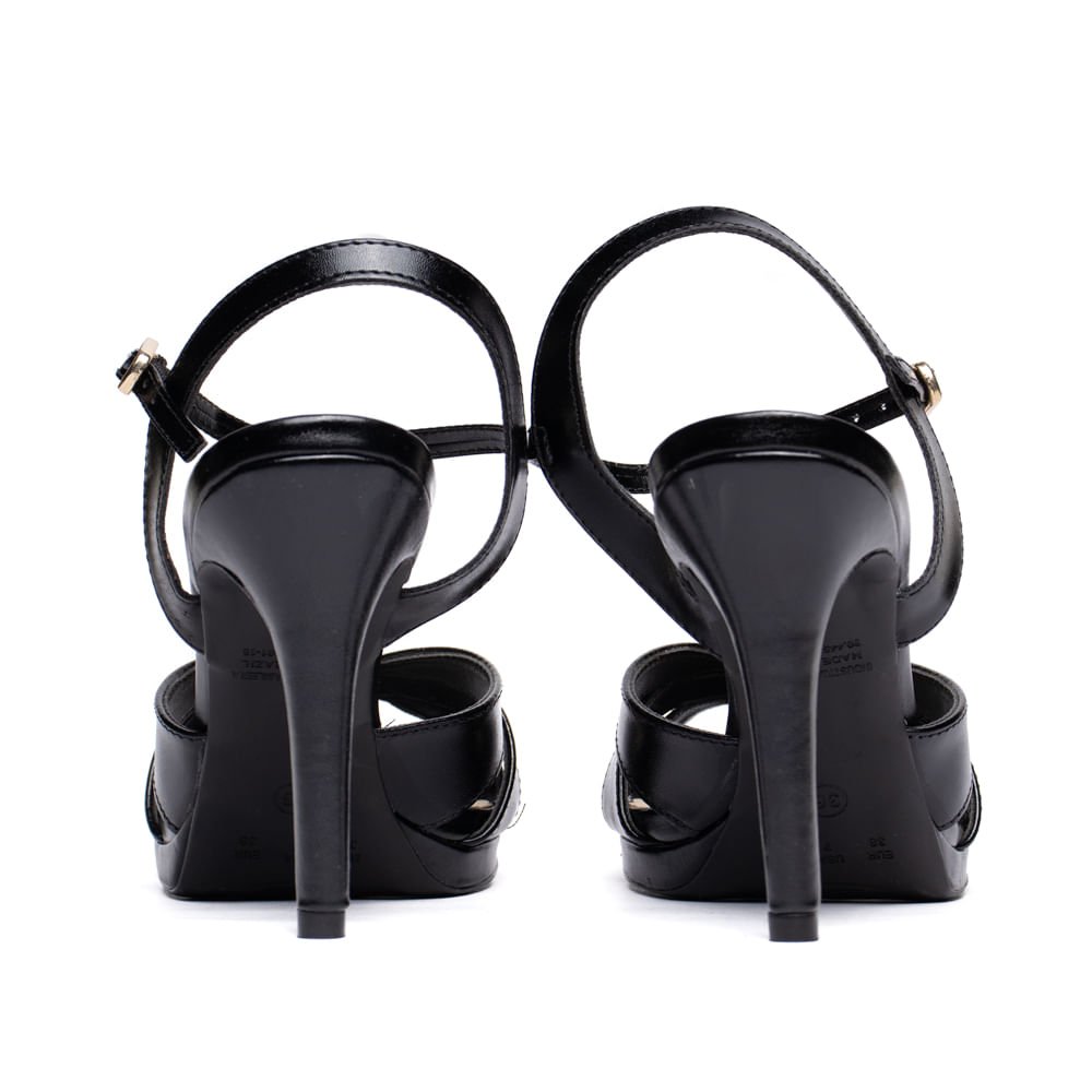 Sandália Feminina Bebecê Salto Alto Tiras Cruzadas Preto Preto 3