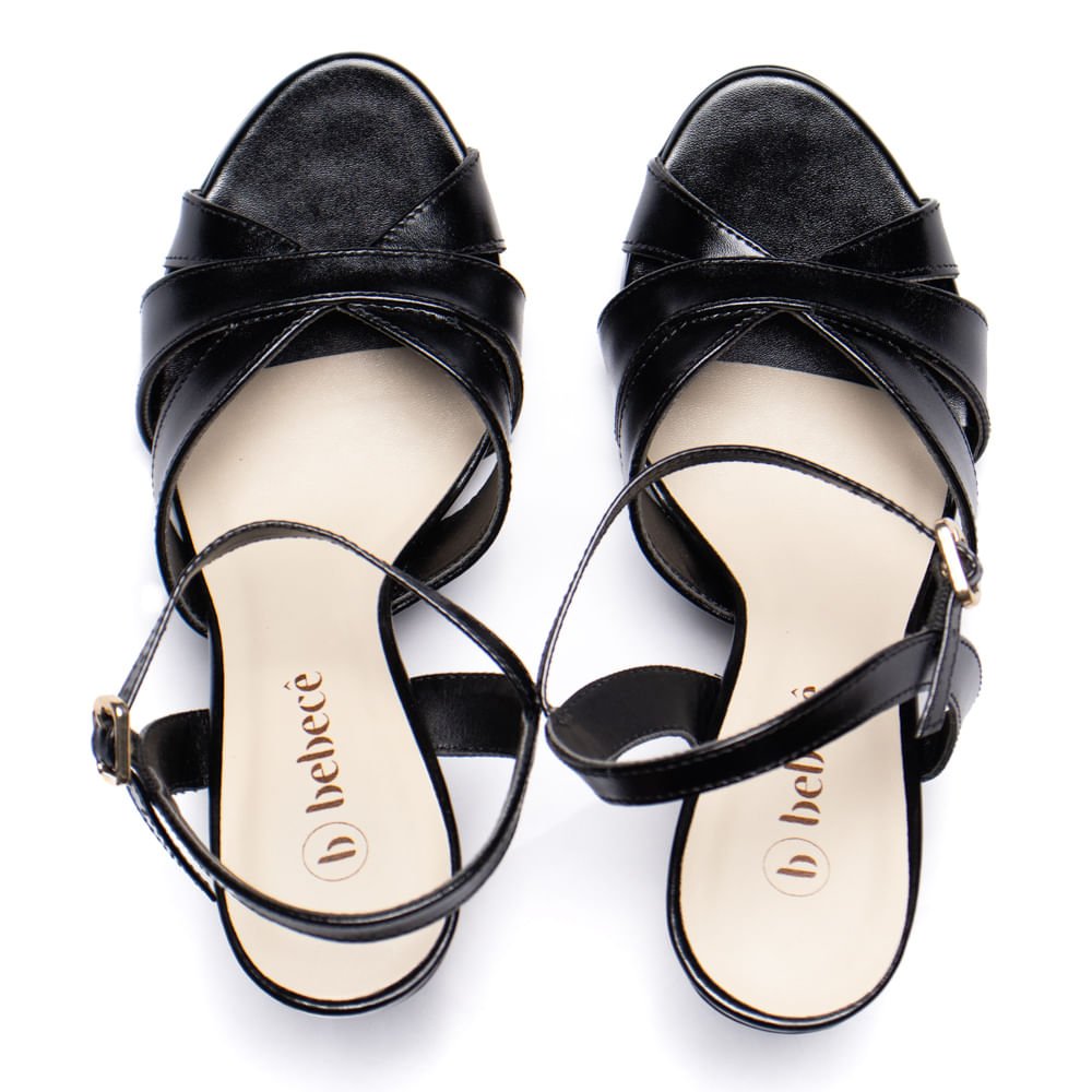 Sandália Feminina Bebecê Salto Alto Tiras Cruzadas Preto Preto 4