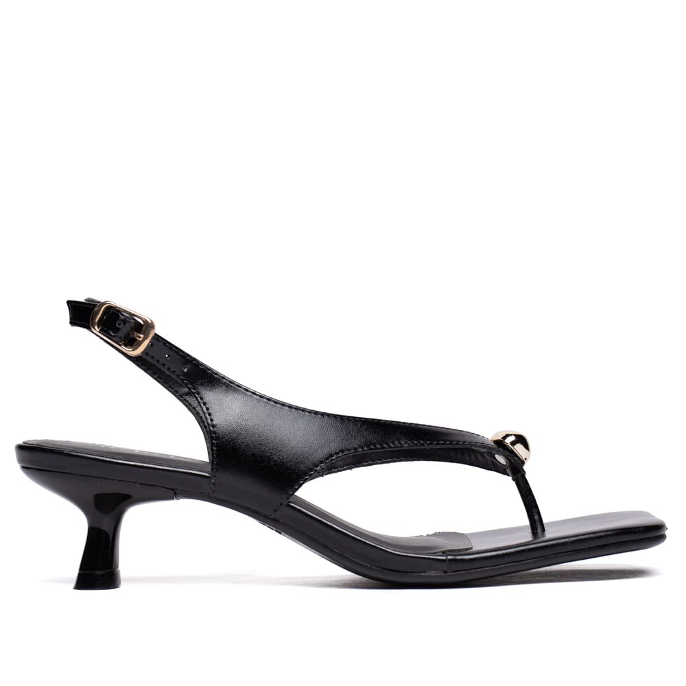 Sandália Feminina Bebecê Kitten Heel com Tiras Preto