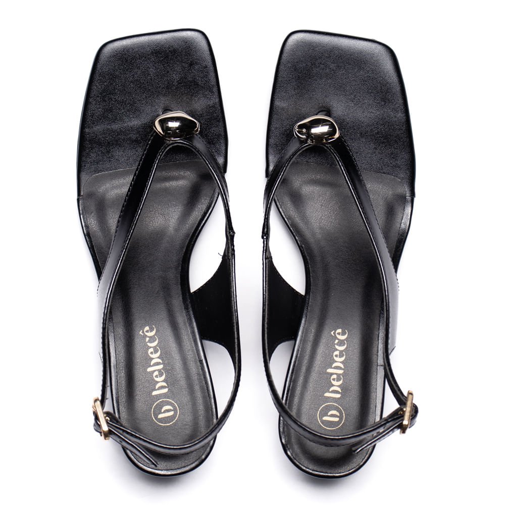 Sandália Feminina Bebecê Kitten Heel com Tiras Preto Preto 4