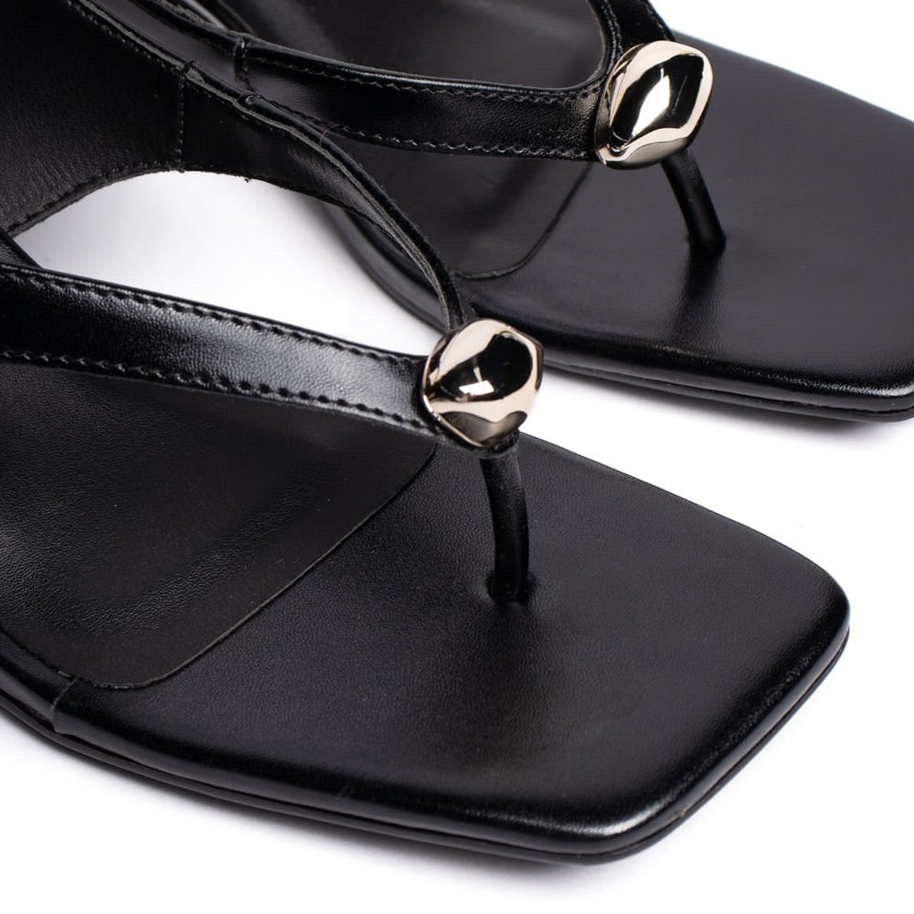 Sandália Feminina Bebecê Kitten Heel com Tiras Preto Preto 6