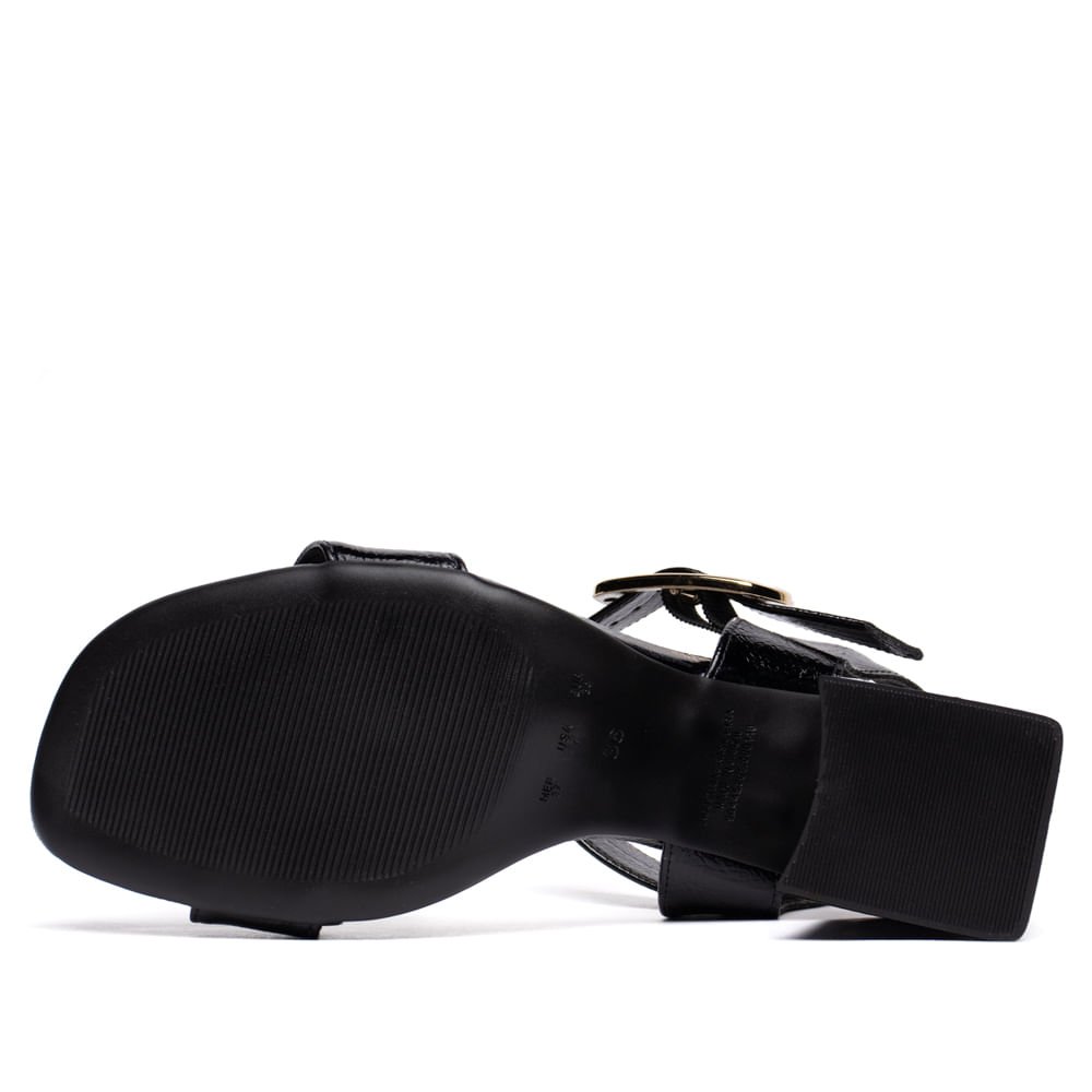 Sandália Feminina Bebecê Salto Bloco com Fivela Preto Preto 2