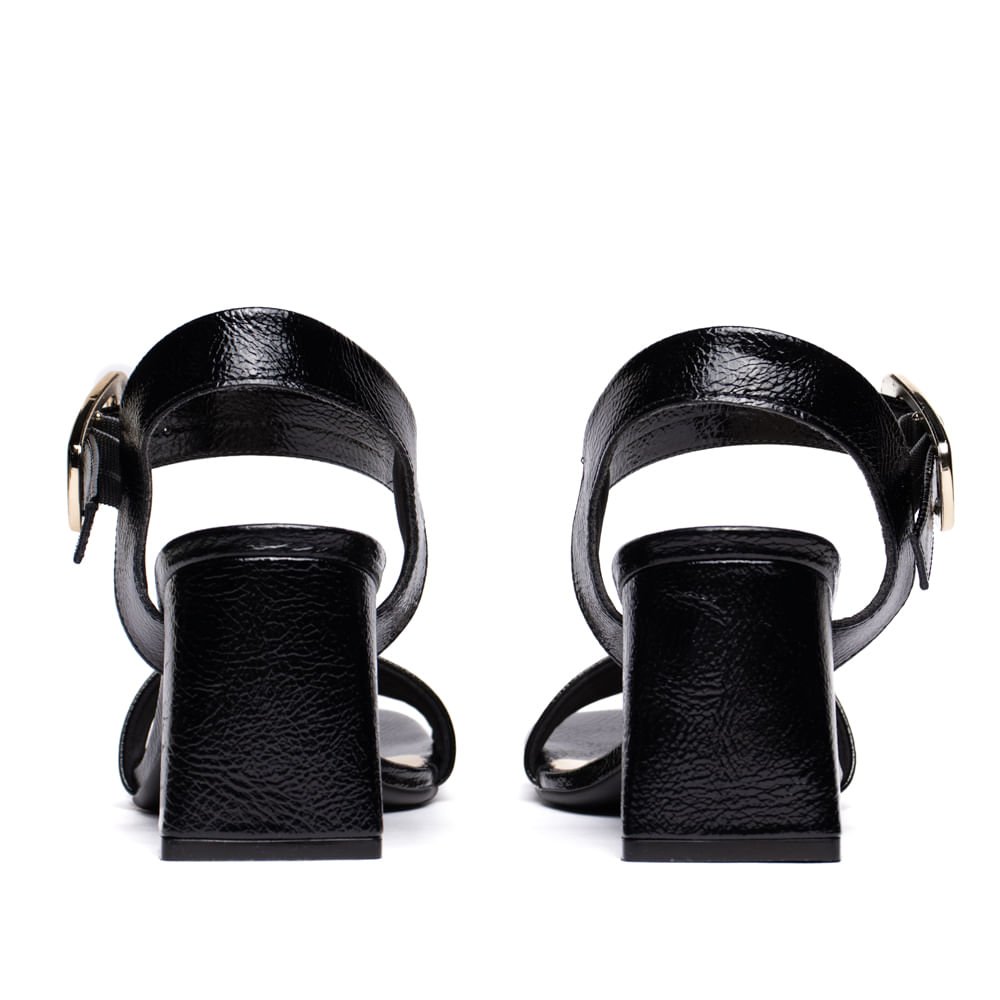 Sandália Feminina Bebecê Salto Bloco com Fivela Preto Preto 3