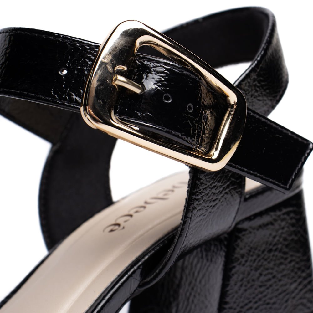 Sandália Feminina Bebecê Salto Bloco com Fivela Preto Preto 6