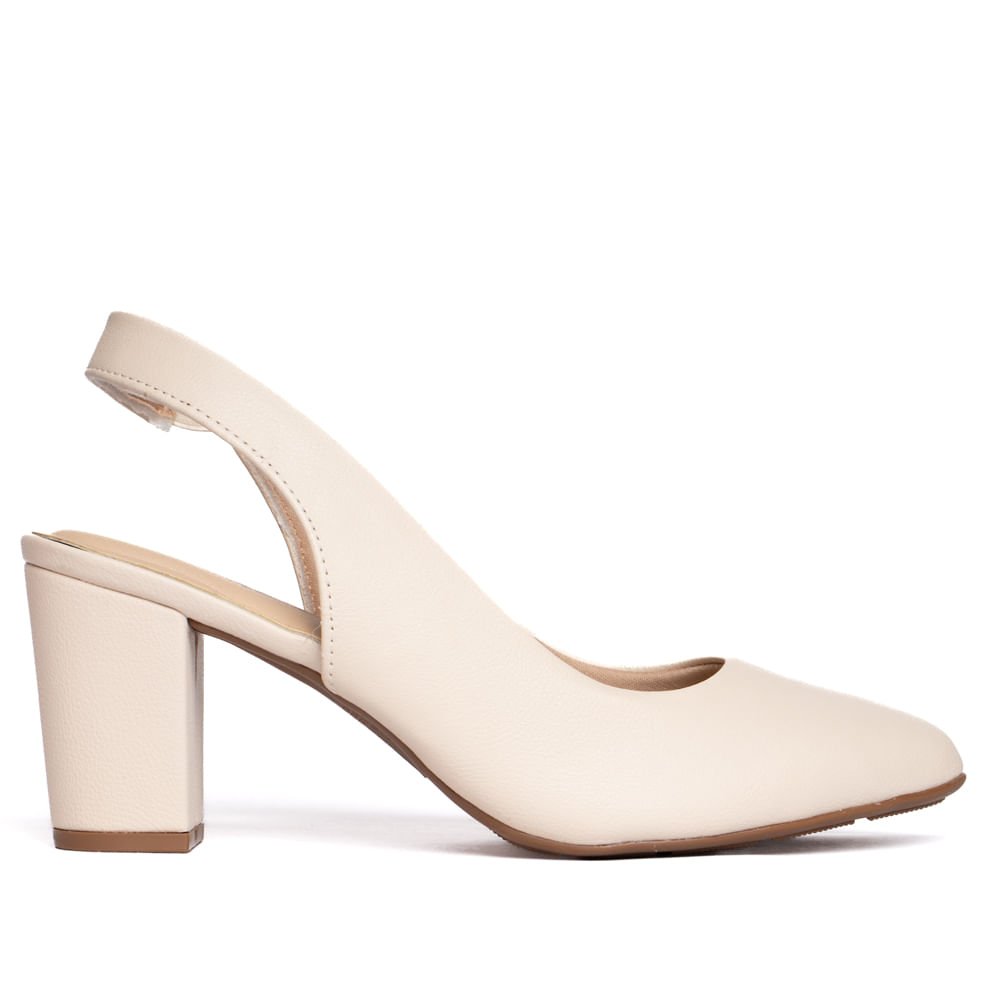 Sapato Feminino Modare Slingback Salto Bloco Creme