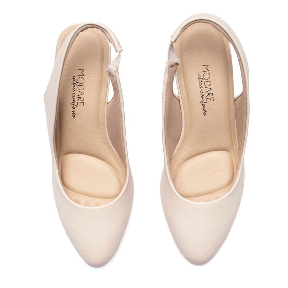 Sapato Feminino Modare Slingback Salto Bloco Creme Creme 4