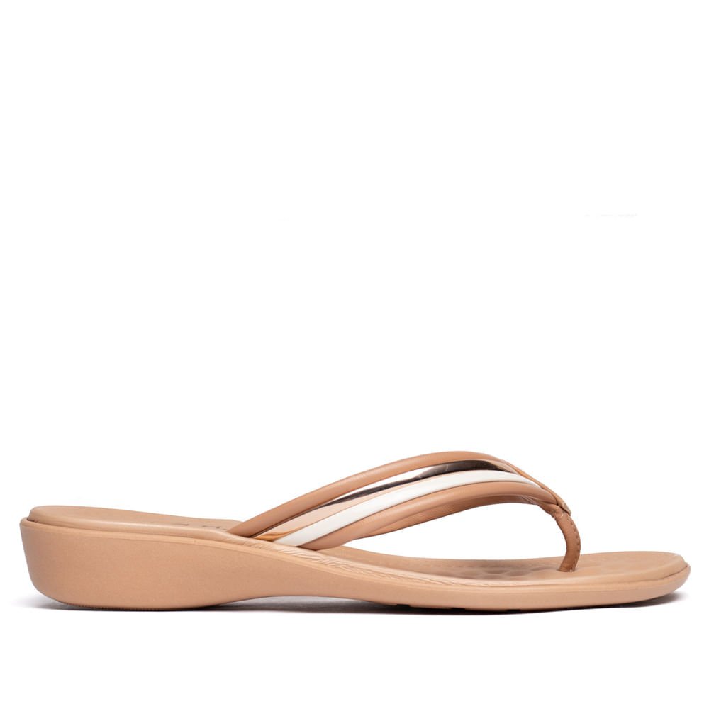 Chinelo Feminino Beira Rio com Detalhe Dourado Nude Nude 2