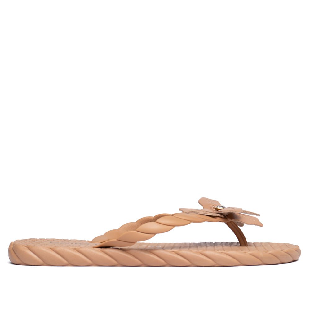 Chinelo Feminino Beira Rio de Dedo com Flor Nude Nude 2