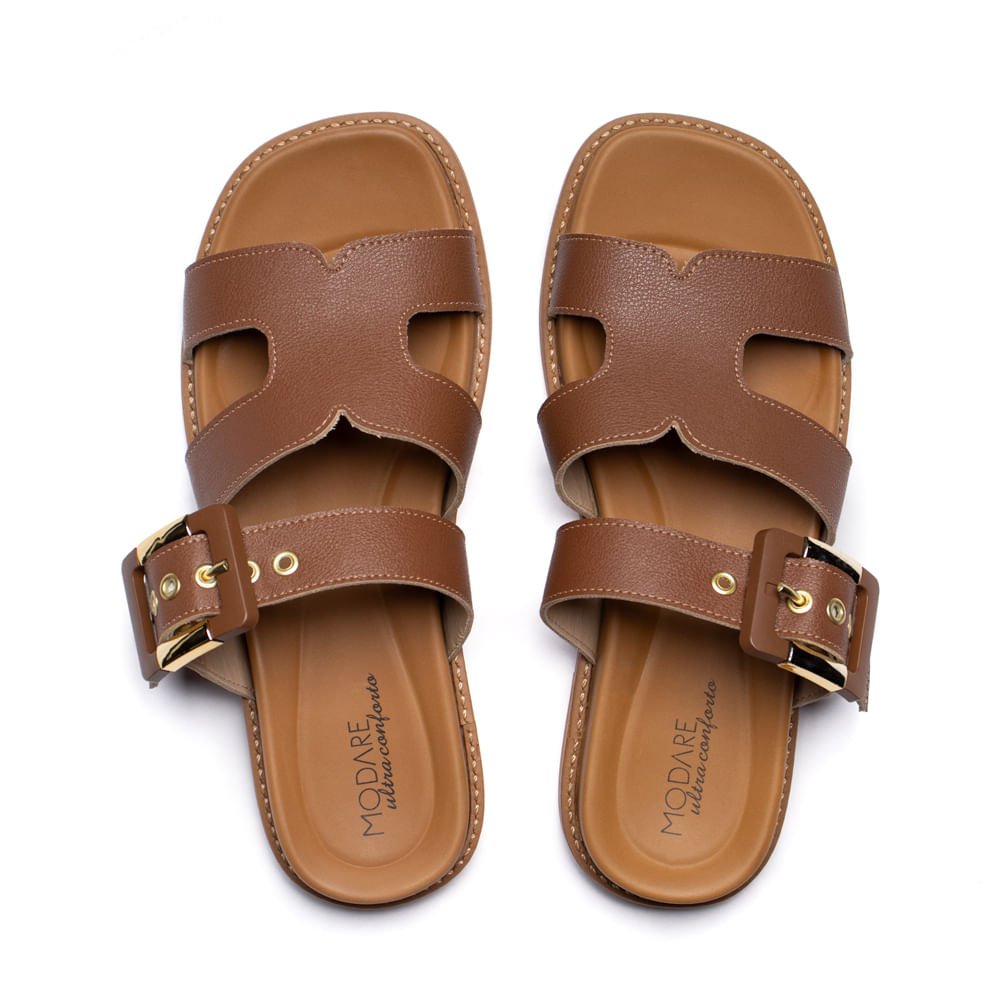 Chinelo Slide Feminino Modare com Fivela Marrom