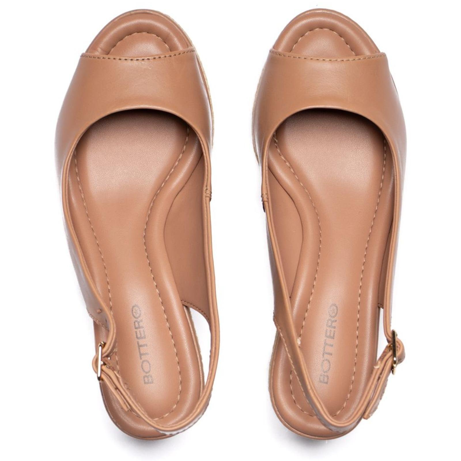 Sandália Feminina Bottero Anabela Couro Detalhe Corda Caramelo 2