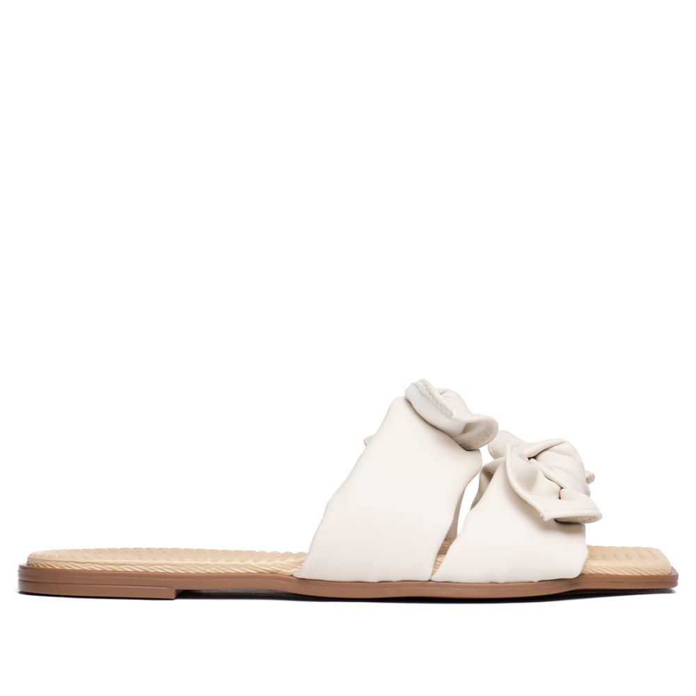 Rasteira Feminina Moleca Tiras com Laços Off White Off White 2