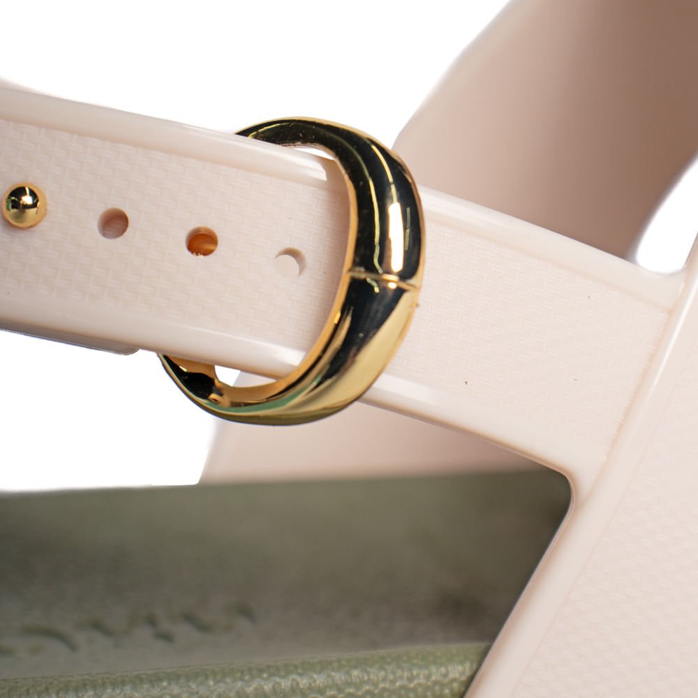 Sandália Feminina Zaxy Glam Corrente Flat Off White/Verde Off White/Verde 6