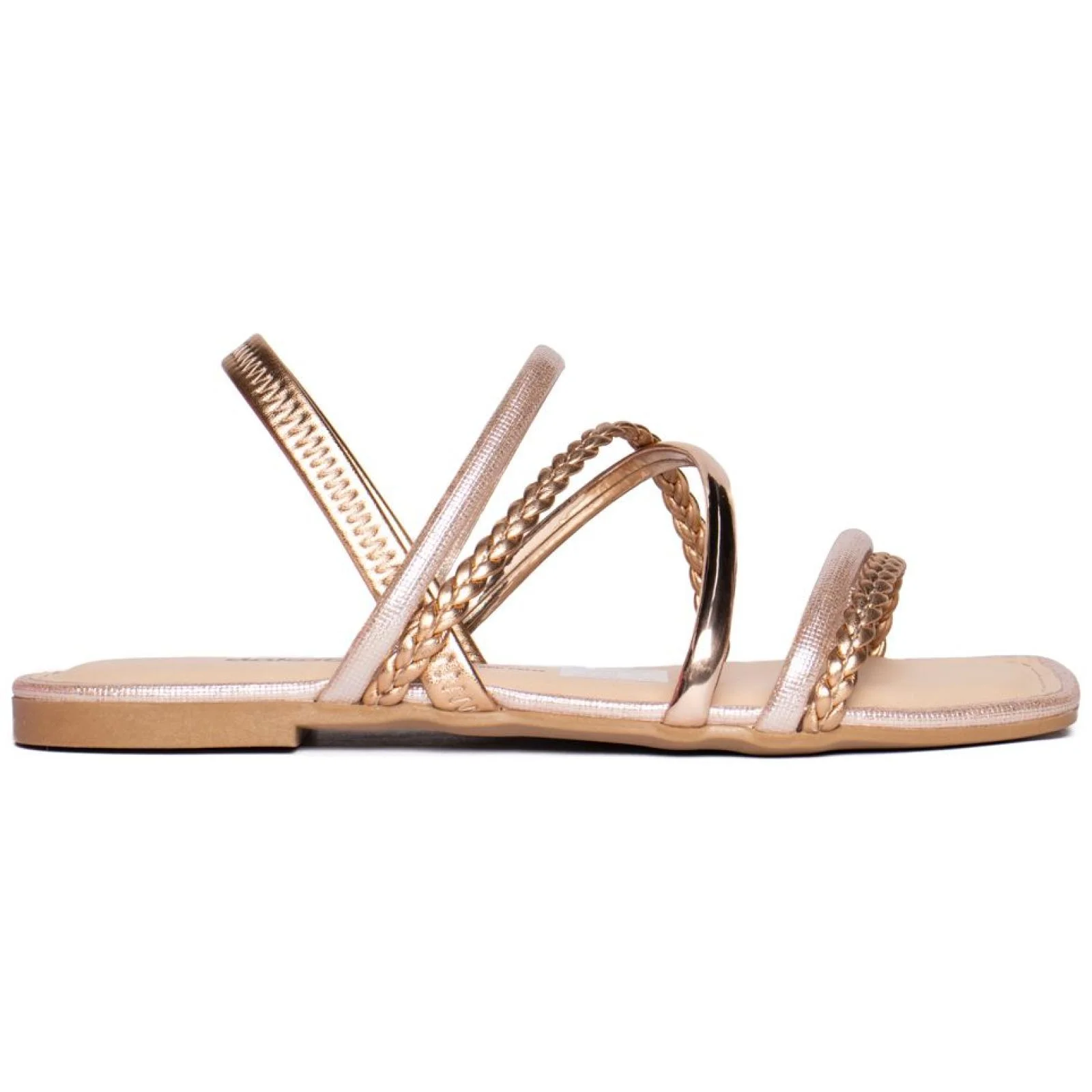 Sandália Feminina Dakota Rasteira Napa Metalizada Rosé