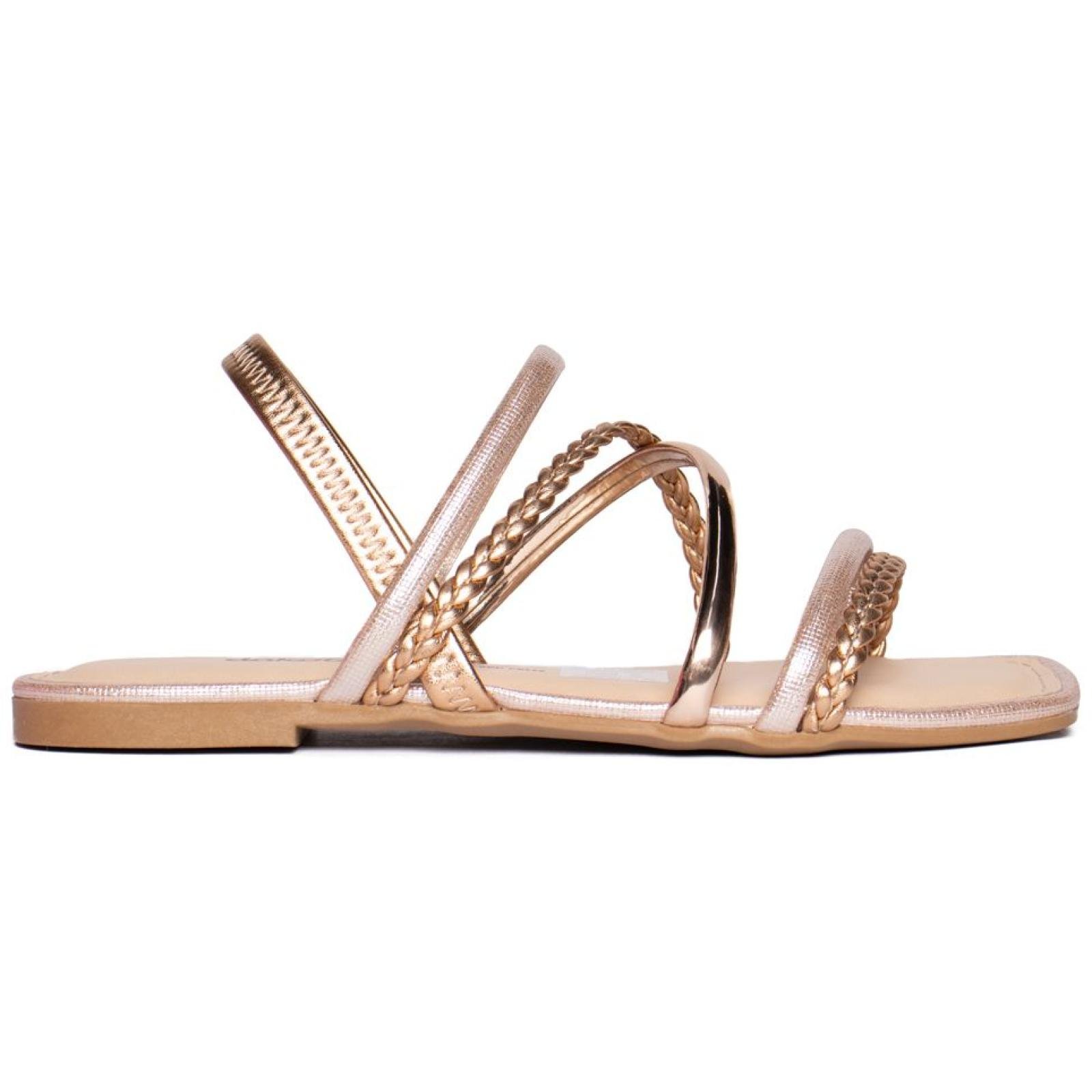 Sandália Feminina Dakota Rasteira Napa Metalizada Rosé