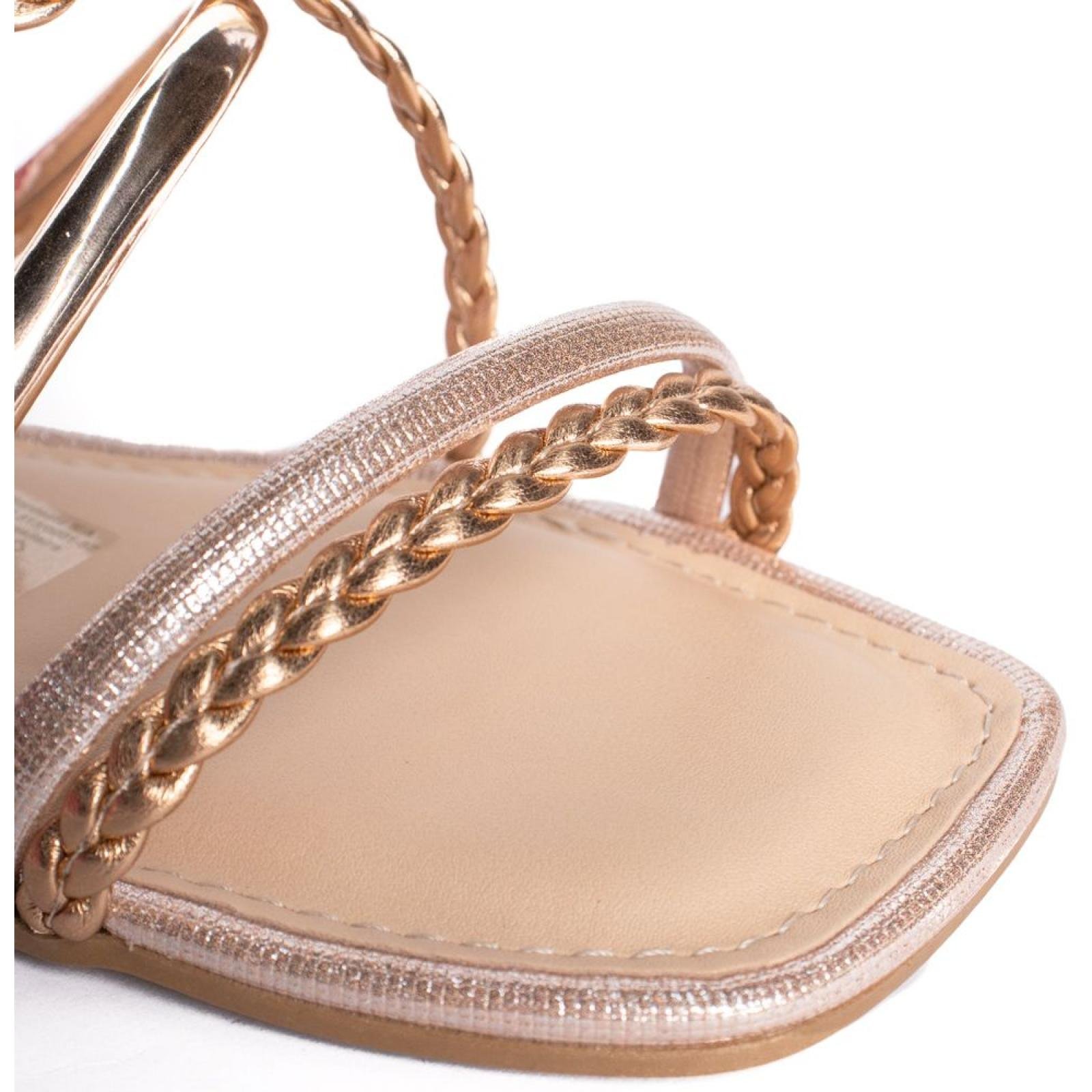 Sandália Feminina Dakota Rasteira Napa Metalizada Rosé Rose 2