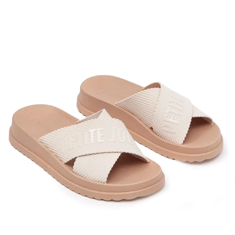 Chinelo Slide Feminino Petite Jolie Flatform Caramelo/Branco Caramelo/Branco 3
