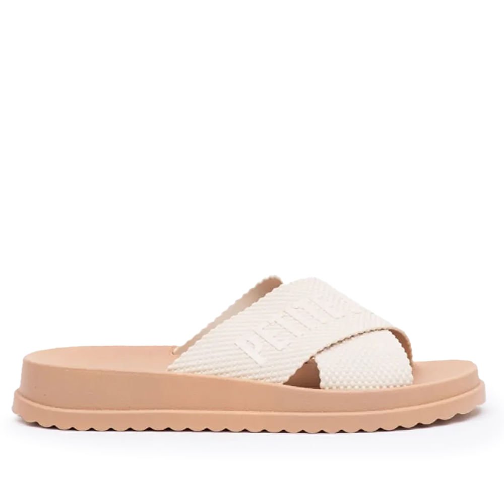 Chinelo Slide Feminino Petite Jolie Flatform Caramelo/Branco Caramelo/Branco 2